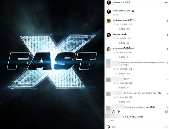 ▲馮迪索宣布《FAST X》正式開拍。（圖／翻攝馮迪索IG）