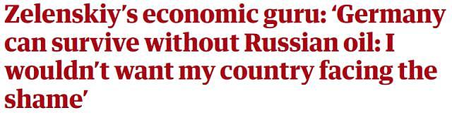 泽连斯基经济顾问施压德国：没有俄罗斯石油，德国也能生存 - 1