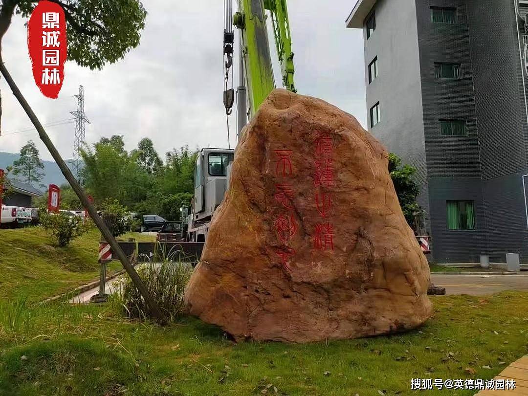 黄蜡石刻字石校园校训招牌雕刻景观造景布景设计 - 5