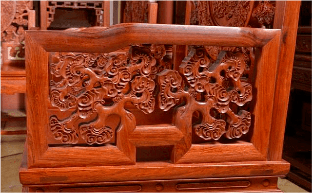 缅甸花梨百福大中堂这是一个红木中堂十二件套。采用的是缅甸花梨木芯材作原料 - 2