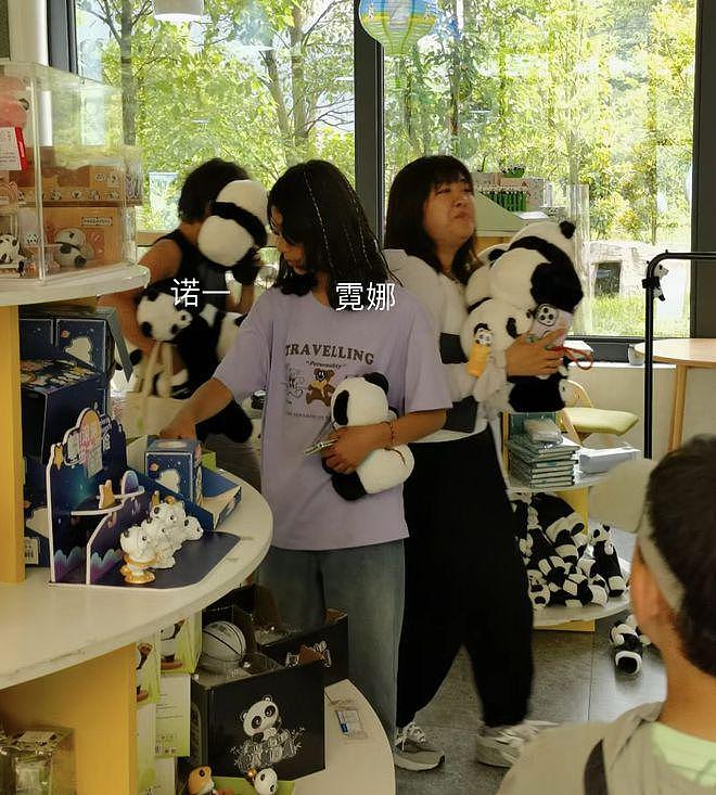 刘烨儿女熊猫基地被偶遇和老外交流，诺一背帆布包好朴实 - 5