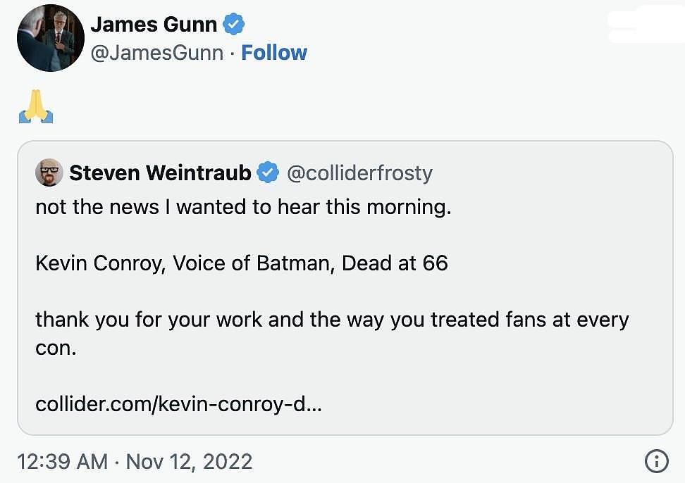 《蝙蝠侠》配音演员凯文康瑞去世，享年 66 岁，滚导等好友发文悼念 - 10