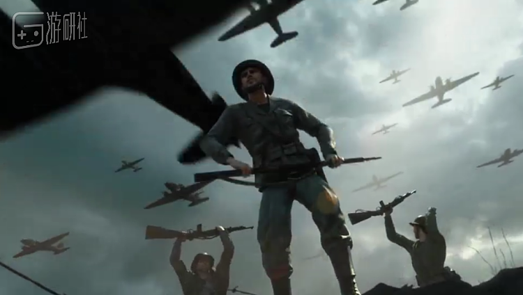 CG中诺曼底登陆战的盟军士兵在胜利后欢呼雀跃