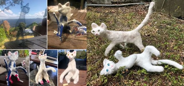 澳洲艺术家用120斤猫毛制作猫人雕像，被网友群嘲：能把人吓死 - 3