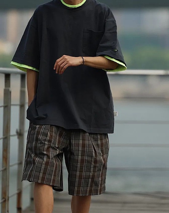 PIN SKTBS 22SS 夏季新款日系风格宽松格纹短裤