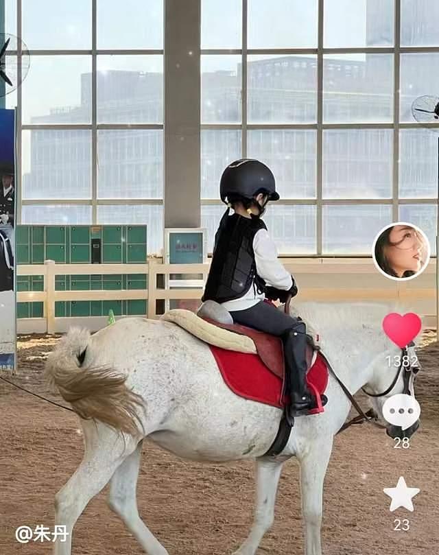 朱丹晒 5 岁女儿骑马照，小小丹圆脸长睫毛身高瞩目 - 3
