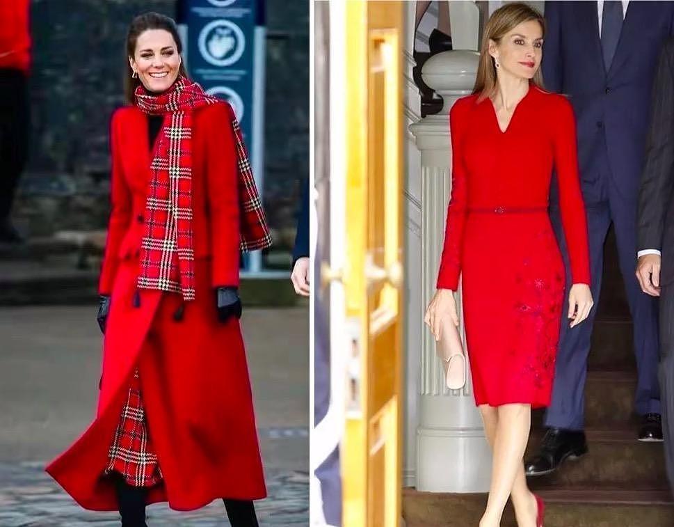 英国王妃VS西班牙王后，王室“新年红”造型，到底谁最迷人？ - 3