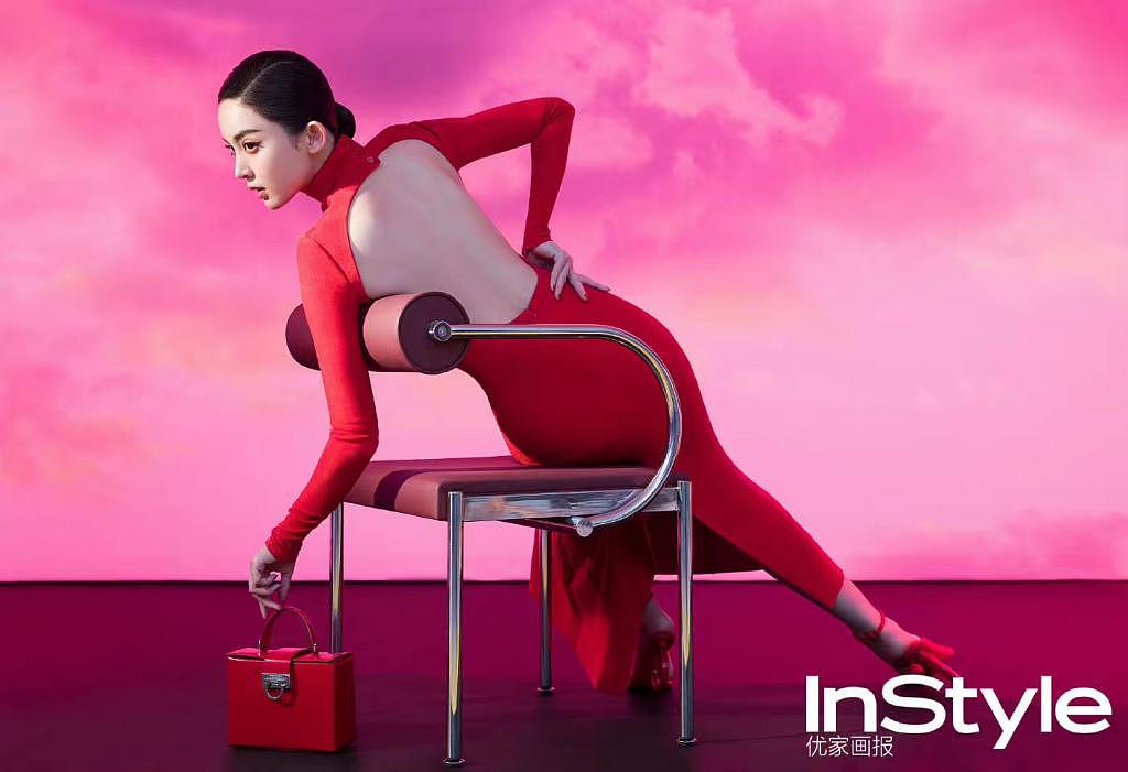 古力娜扎杂志拍摄，红色露背长裙超美，每一帧都是大片 - 1