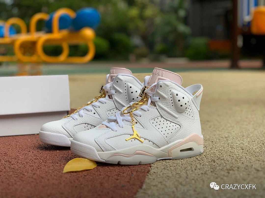 乔丹樱花粉金扣 Air Jordan 6 Retro Gold Hoops AJ6篮球鞋 - 1