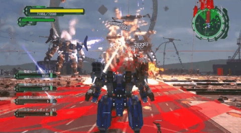 游戏后期关卡中常见的激烈而混乱的战场，红点逐渐填满右上角的小雷达（动图来源YouTube: cris3fpsn）