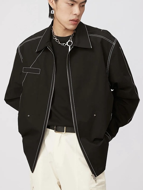 Song41 黑色日系复古长袖衬衫外套