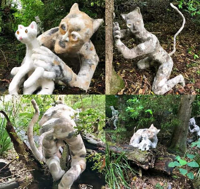 澳洲艺术家用120斤猫毛制作猫人雕像，被网友群嘲：能把人吓死 - 4