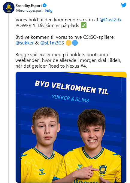Brøndby招募年轻选手Sukker与sL1m3加入队伍 - 1