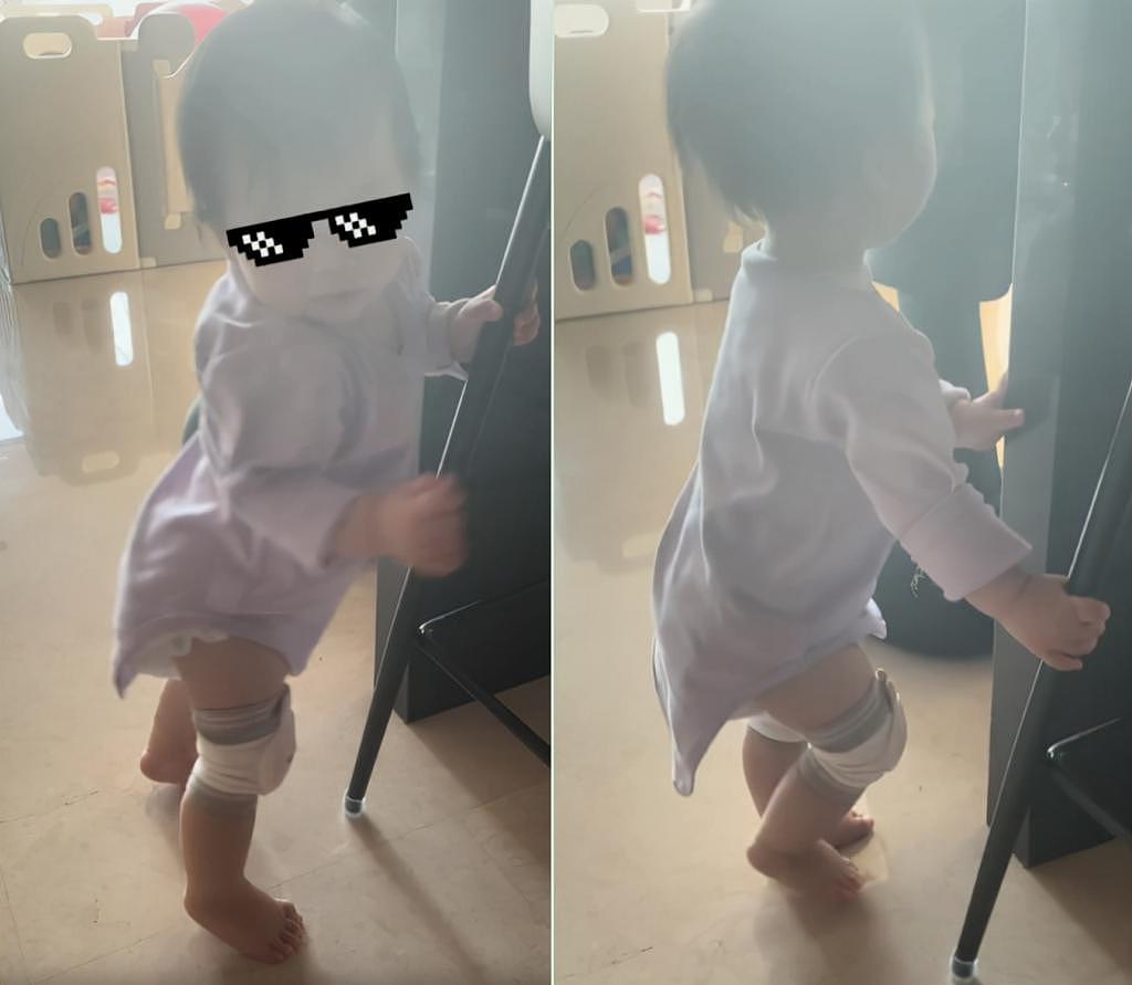 杜淳 1 岁女儿“小蛋饺”豪宅内练走路 穿纸尿裤跪地上乱爬 - 3