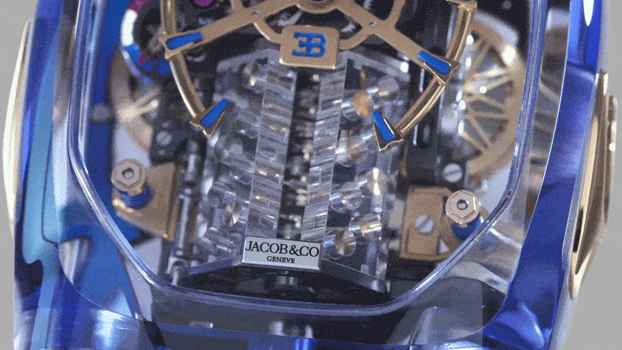 Jacob&Co.杰克宝与Bugatti布加迪携手打造布加迪Chiron凯龙蓝宝石水晶腕表 - 2