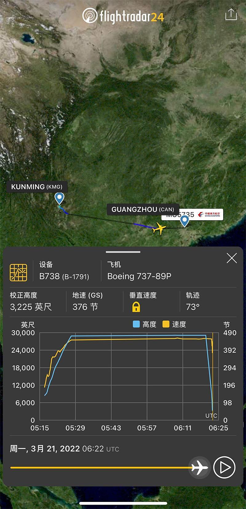 飞行轨迹来了，东航客机坠毁前骤降约 8000 米 - 1