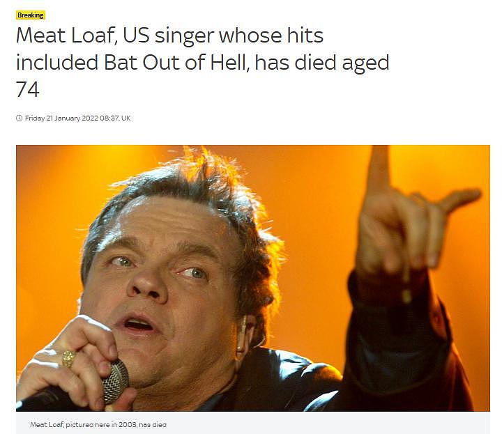 美国摇滚歌手密特 · 劳弗去世 享年 74 岁 - 1