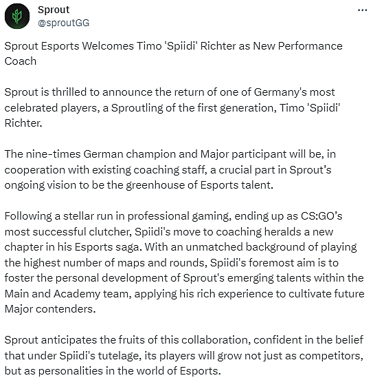 官宣：Spiidi加入Sprout担任绩效教练 - 2