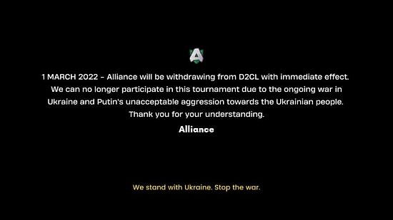 Alliance为支持乌克兰宣布退出D2CL赛事 - 1
