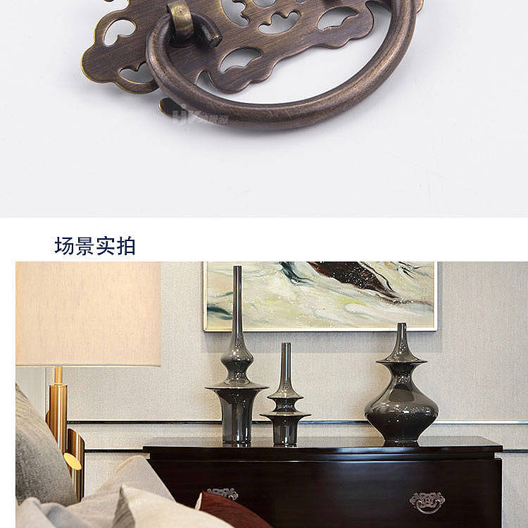 经典中国风咖古多孔距纯铜拉手B107 - 3
