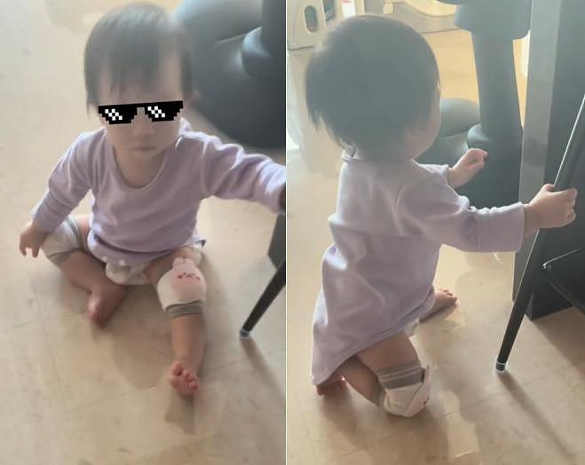杜淳 1 岁女儿“小蛋饺”豪宅内练走路 穿纸尿裤跪地上乱爬 - 2