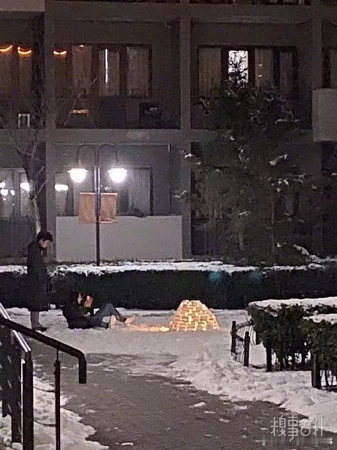 一些大学生堆的雪雕，