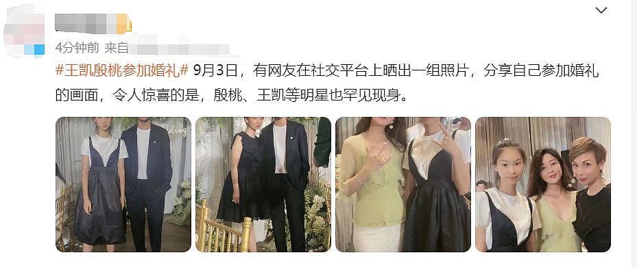 殷桃和王凯私下参加婚礼，穿低领上衣身材丰腴 - 1