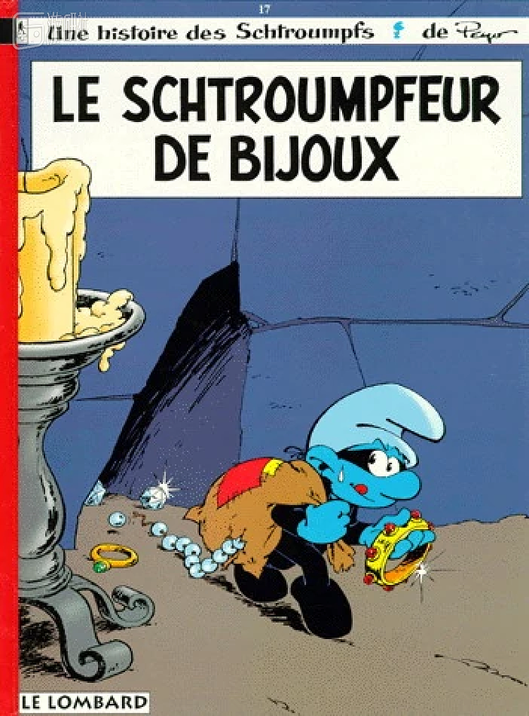 《珠宝大盗》是贝约去世后出版的第一本蓝精灵漫画，蓝精灵的故事也就此得到了延续