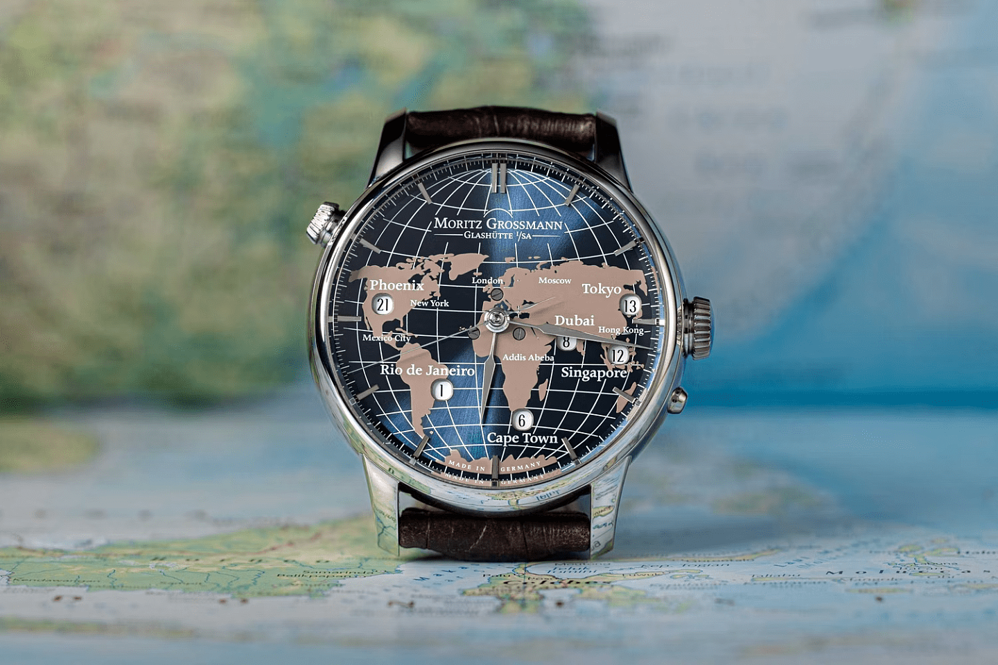 Moritz Grossmann“世界时”腕表，可以同步显示7个城市时区 - 1