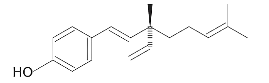 图为补骨脂酚的分子结构，图源【1】
