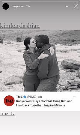 ▲▼肯伊威斯特（Kanye West）表示神會讓他與金卡戴珊復合。（圖／翻攝自IG）