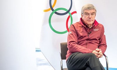 1月29日，国际奥委会主席巴赫在韩国江陵接受新华社记者专访（新华社记者 朱炜 摄）