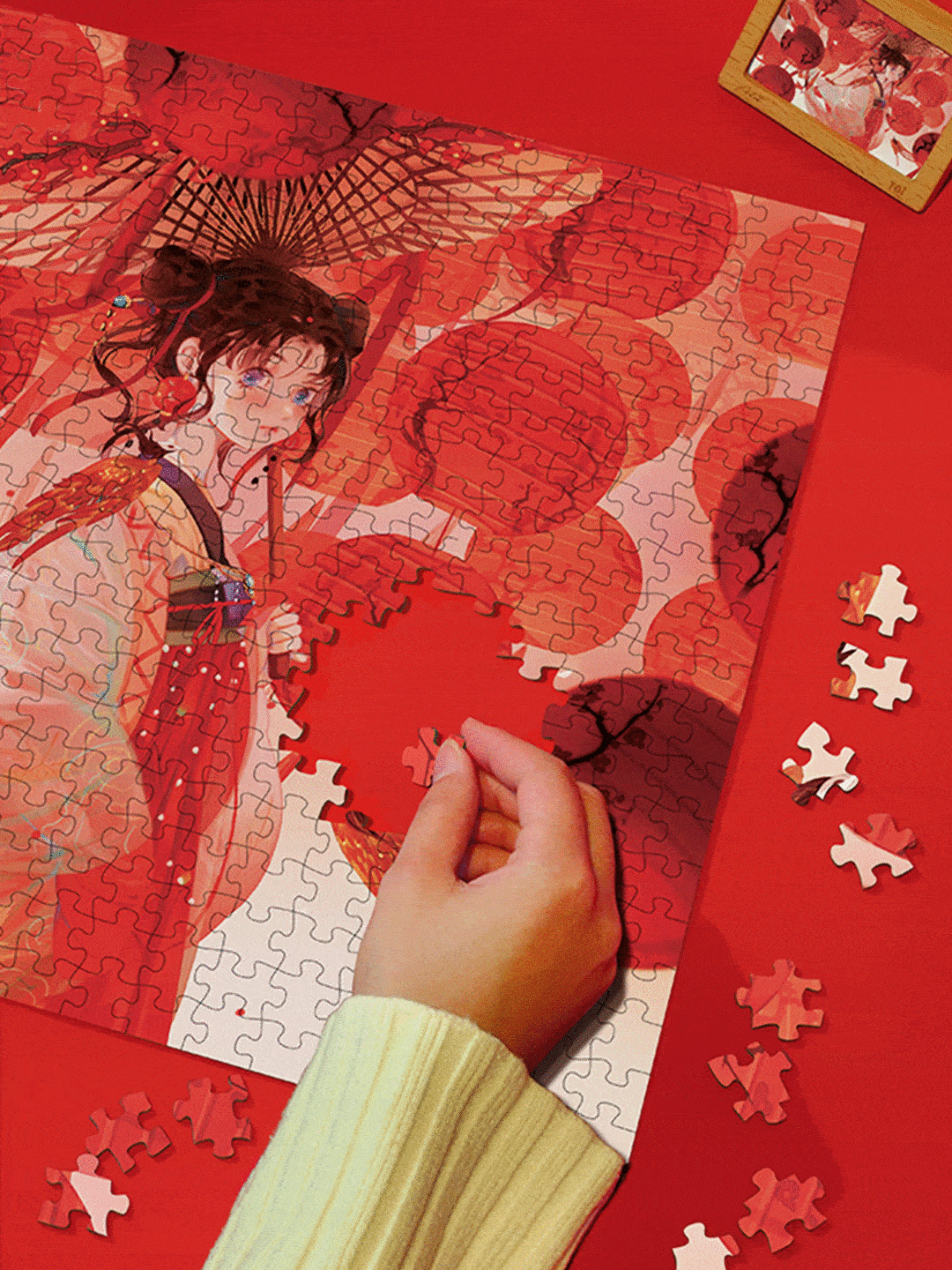 【拼图112】中国红！美人执伞，和你一起浪漫《花灯游》 - 3