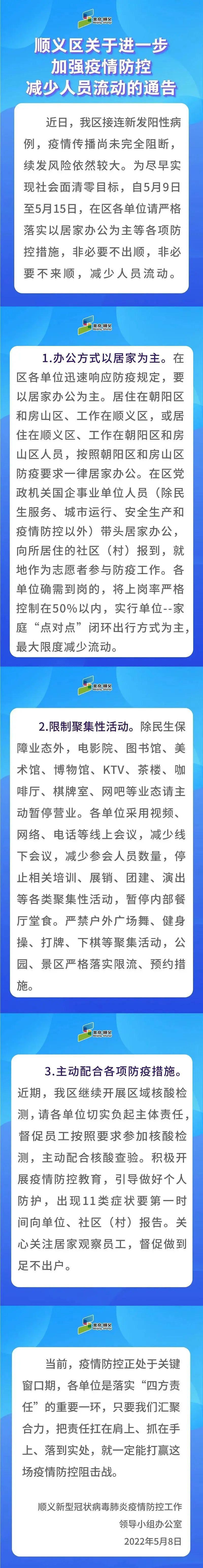 北京顺义：新增 3 人核酸阳性，明起全区内各单位居家办公 7 天 - 1