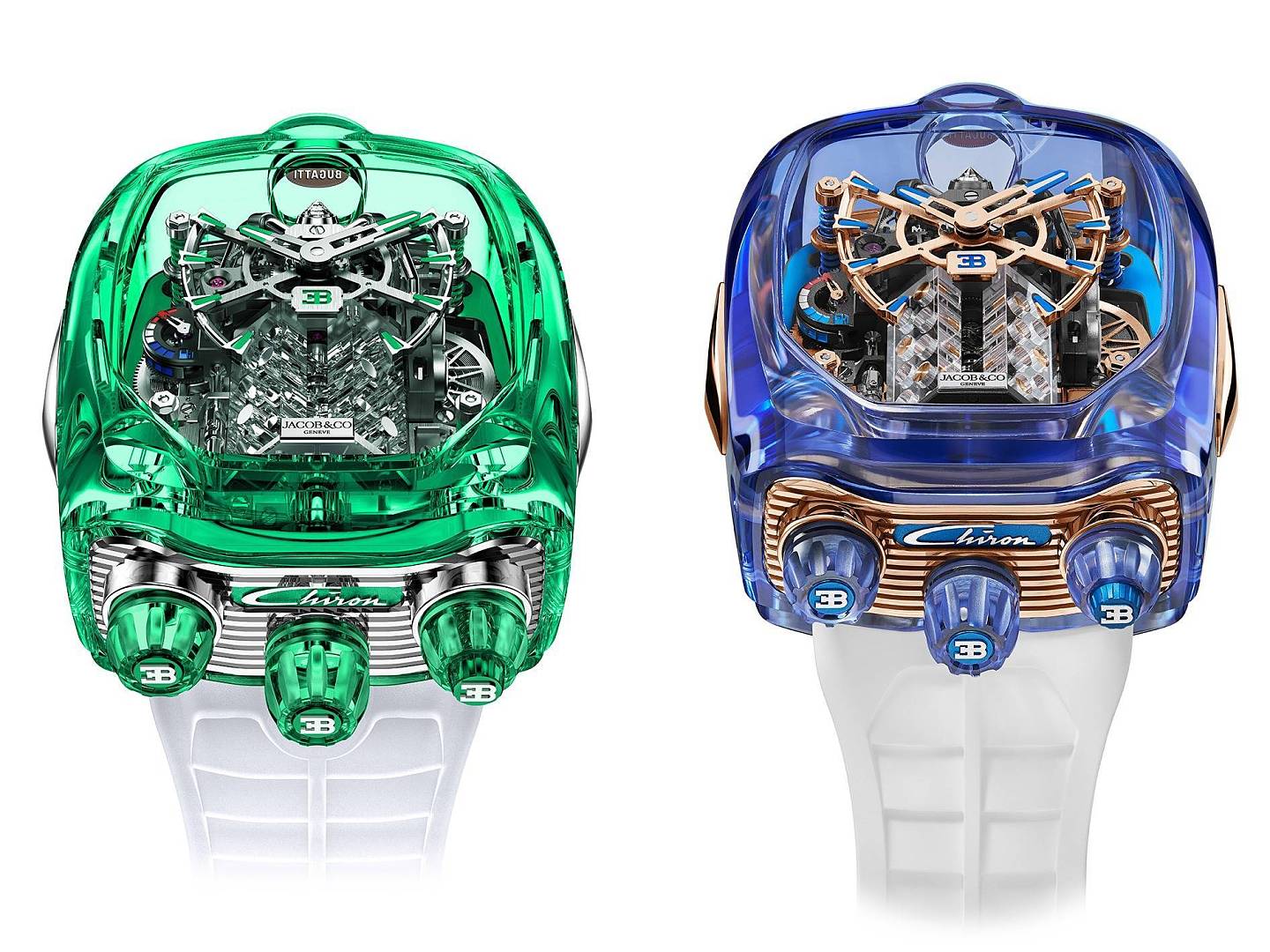 Jacob&Co.杰克宝与Bugatti布加迪携手打造布加迪Chiron凯龙蓝宝石水晶腕表 - 1