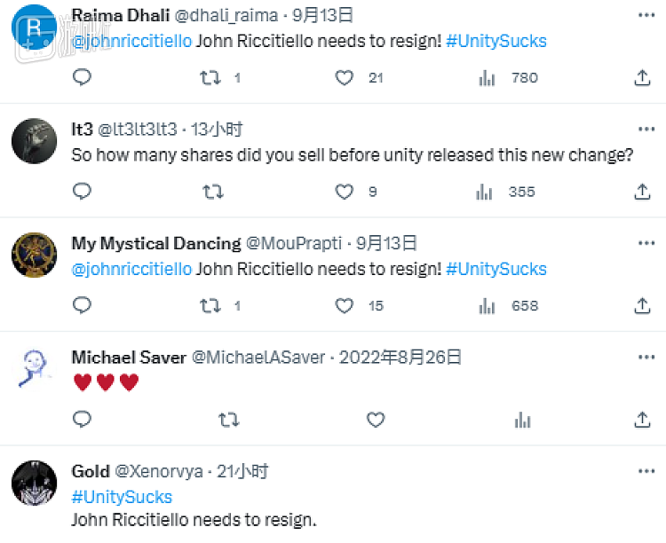 如今在John Riccitiello的推特评论区里，不少用户正在留言要求他下课
