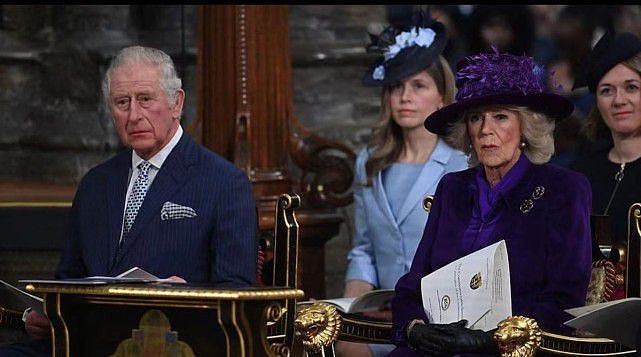 74岁卡米拉风头十足！穿碎花裙似老奶奶，紫色大衣反衬出王后风范 - 17