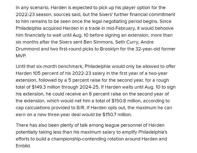 5年2.7亿没了？哈登或签3年1.5亿留费城 对比威少他的结局还算好 - 3