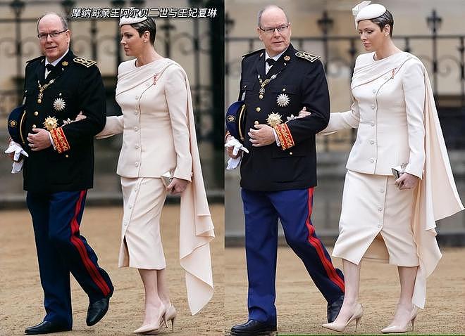 在查尔斯加冕礼上，摩纳哥王妃顶着标志性短发，搭配礼服尤为别致 - 1
