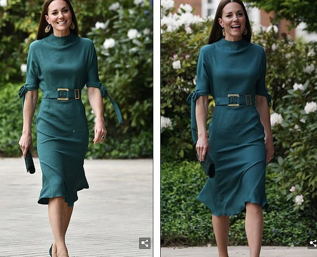 凯特终于发力了！穿6千多的绿裙亮相换风格，可惜输给梅根的战袍 - 9