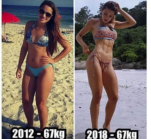 同一个人体重完全相同，身材却大不一样，这就是健身的魅力 - 5