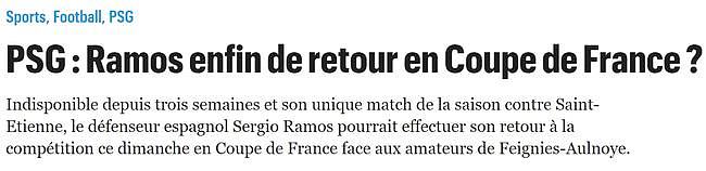 巴黎人报：拉莫斯恢复合练，可能本周末复出 - 1