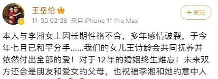 王岳伦宣布已与李湘离婚后删博，网友：茶里茶气，敢做不敢当 - 1