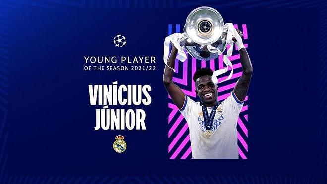 官方：维尼修斯当选欧冠最佳年轻球员 - 1