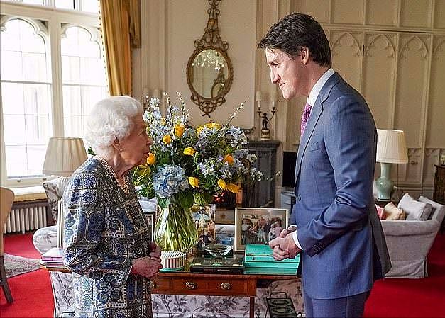 95岁英女王新冠恢复后首次会见宾客！穿印花蓝裙驼着背，令人心疼 - 4