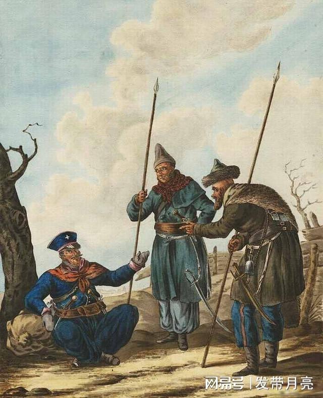 19世纪初西欧艺术家石版画中哥萨克人的行军生活 - 17