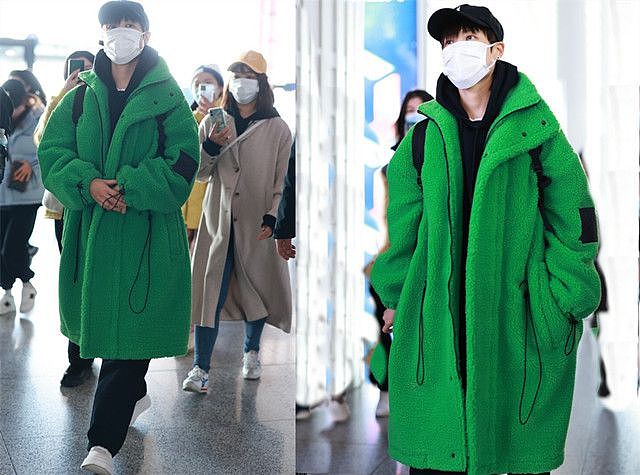 李宇春穿果岭绿大衣走机场，时尚亮丽吸引人，绿色究竟有多火 - 1