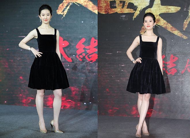 刘亦菲的气质真出众，穿小黑裙与外国人合影也不怯场，太有魅力 - 9