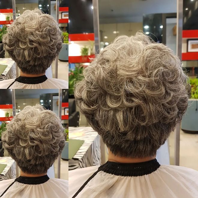 白发阿姨做纹理短发，年轻女生做狼尾发型，效果都很美 - 1