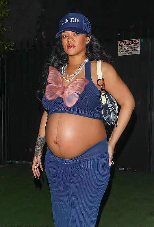 富婆蕾哈娜已进入预产期！穿比基尼在海边露孕肚，9个月巨肚霸气 - 8